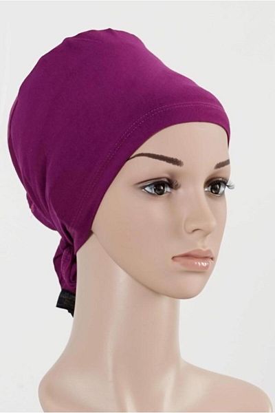 MİSS İPEK Violet Purple Hijab Tied Combed Cotton Bonnet