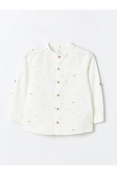 LC Waikiki LCW baby Hakim Collar Long Sleeve Patterned Baby Boy Shirt