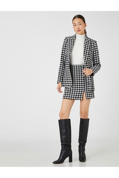 Koton Blejzer Tweed Jacket Single Button Pocket Detailed
