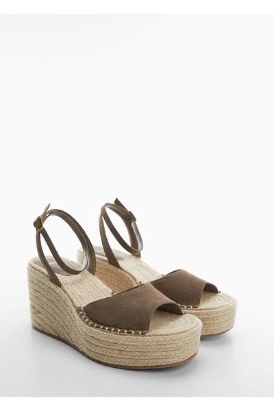 MANGO Woman Sandalen aus Leder mit Keilabsatz
