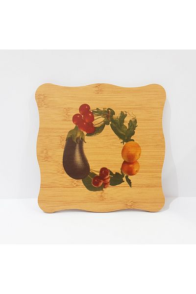 Penguen Wooden Fruit Patterned Trivet
