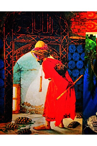 Haki Alışveriş Dünyası Kanvas Tablo Kaplumbağa Terbiyecisi Led Işıklı 90x60 C...