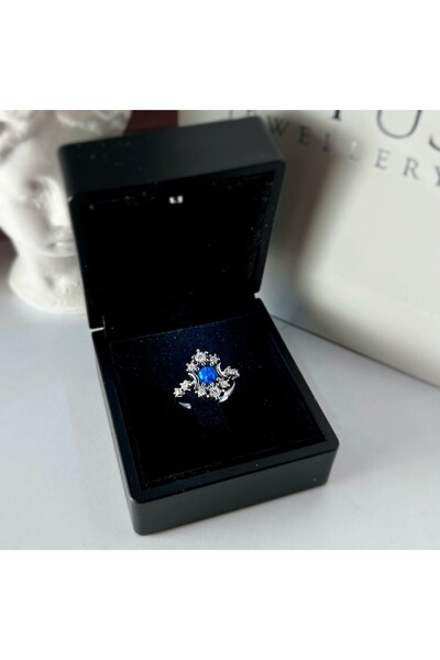 LOTUS JW Opal Taşlı Kraliçe Yüzük & Işıklı Yüzük Kutusu - 925 Ayar Gümüş Yüzük