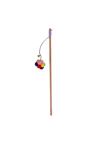 Be Cat Pompom Cat Fishing Rod with Bulk Bells & Sound Ball Toy Fishing Rod