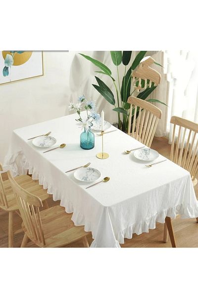 eyma home Față de masă 100% bumbac lenjerie brută (160×220cm)