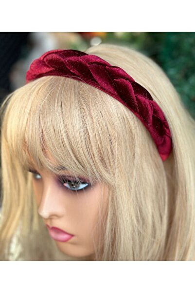 QUEEN AKSESUAR Внесен луксозен френски модел дизайн кадифена плетена корона бордо черешово червено дамска корона