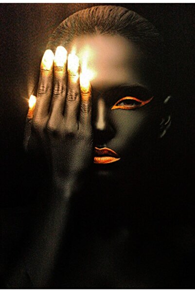 Haki Alışveriş Dünyası Kanvas Tablo Ledli Afrikalı Kadın Gözünü Kapatan 65x45...