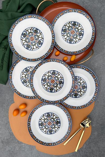 porselenden Verde 6-Person 19 cm Special Design Porcelain Cake Set Breakfast Presentation Plate