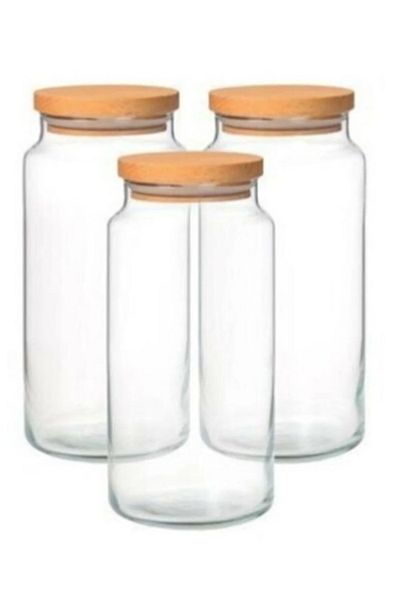 ŞAKİLATA CONCEPT 3-Piece Wooden Jar with Lid - Jumbo Size
