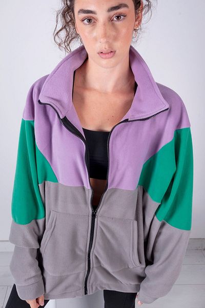 Vatkalimon Full Zipper Lilac Green Gray Fleece