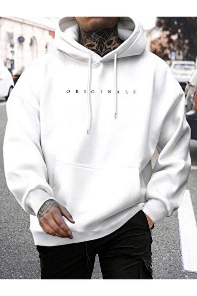 AEMİ Unisex Originals Printed Hooded Winter Oversize φούτερ με κουκούλα