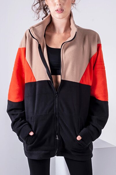 Vatkalimon Πλήρες φερμουάρ Καφέ Πορτοκαλί Μαύρο Fleece