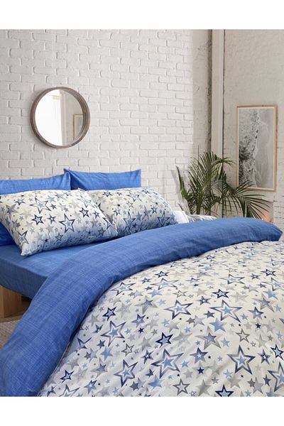 Alla Turca Set pilota dublu Star Blue cu cearceaf elastic