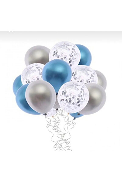 Yogi parti Silver Confetti Transparent Balloon Metallic Gray Metallic Blue 15...