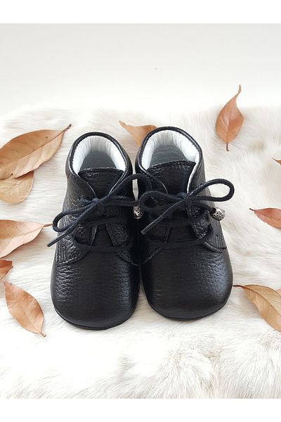 Hodore Black Genuine Leather Baby Boots
