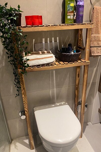 webotto 8 Klozet Üstü Düzenleyici Ahşap Banyo Rafı Banyo Düzenleyici Dolap Mob176