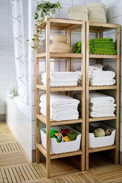 webotto 8 Ahşap 5 Raflı Açık Banyo Dolabı Banyo Düzenleyici Raf Mob111