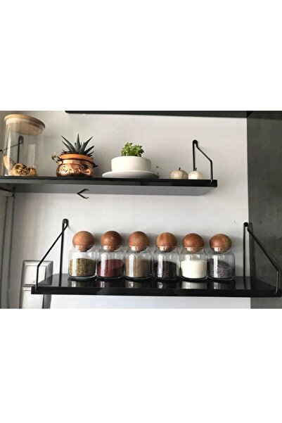 Demirhan Home 6'lı Ahşap Top Kapaklı Cam Kavanoz Seti Şekerlik Çerezlik Baharatlık Ve Saklama Kabı 0,25 Litre