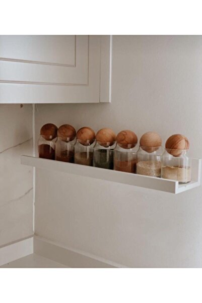 Demirhan Home 7'li Ahşap Top Kapaklı Cam Kavanoz Seti Şekerlik Çerezlik Bahar...