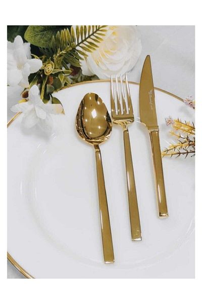 BRONDOFF Stayle 72 Titanium Gold Piece Fork Spoon Knife Set