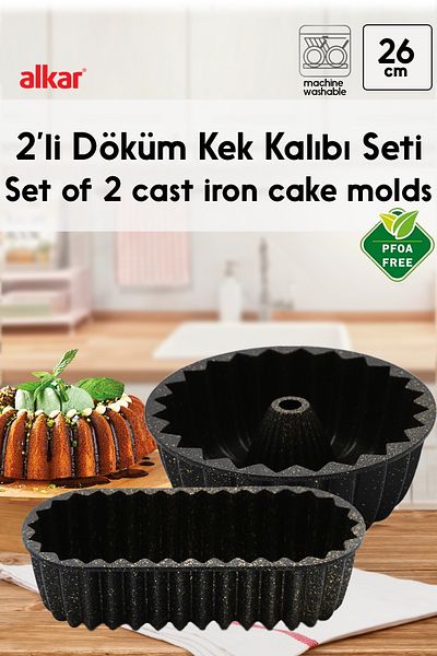 FİTHOME Hanımeli Casting Non-Stick Granite Cake Mold Set