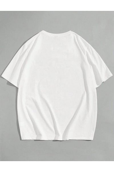MAGORS STIL-X UNIVERSE Tricou alb unisex cu gât cu imprimeu