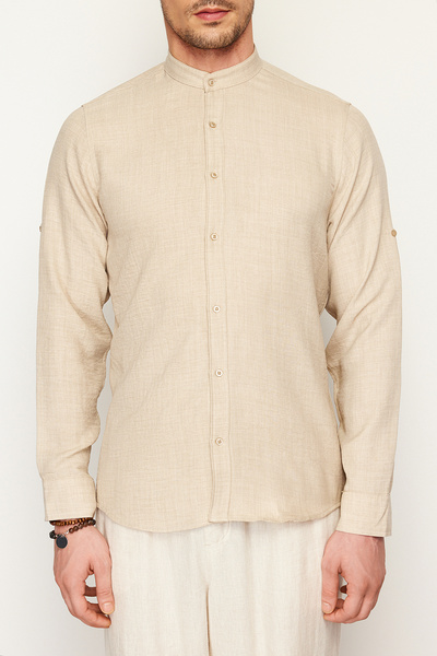 Trendyol Collection Stone Slim Fit Judge gallér kényelmes vászon megjelenésű ing TMNSS24GO00031