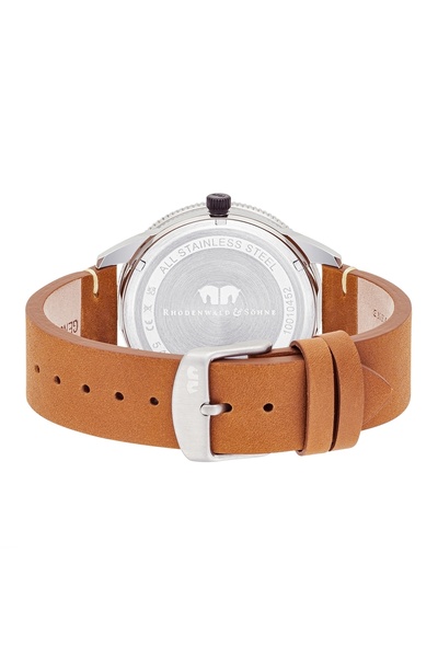 Rhodenwald & Söhne Quarzuhr Herren Quarzuhr silber Echtleder braun