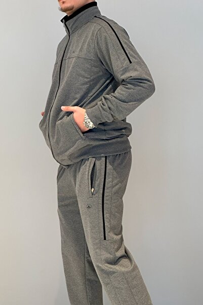 Remsa Spor Men's Lycra Combed Cotton Rib Tracksuit 3719 Anthracite