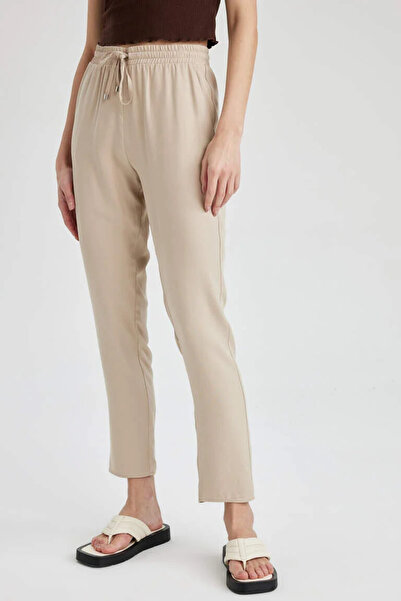 DeFacto L3164Az/Bg387 Defacto Women's Canvas Trousers Beige