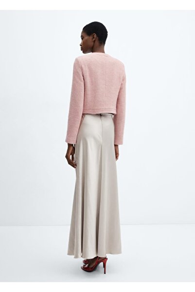 MANGO Woman Kenarı Dikişsiz Saten Etek