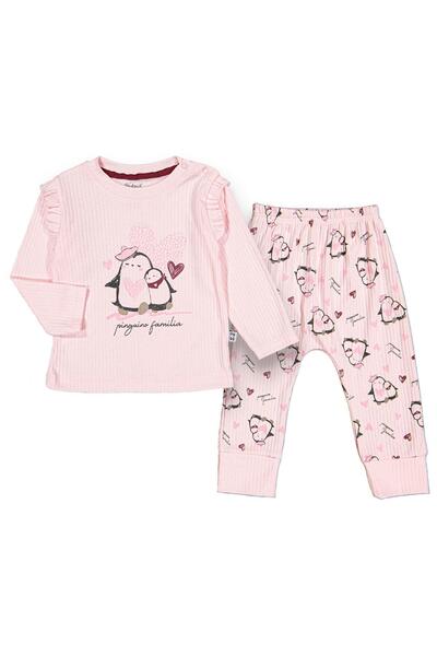 dk denemekabini طقم علوي وسفلي منقوش من Baby Penguin - وردي