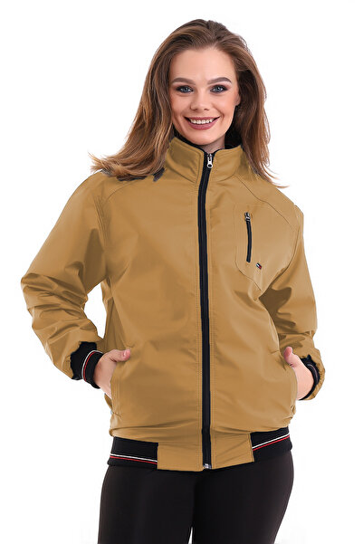 Genel Markalar Alinda Kadın Mevsimlik Dik Yaka Astarlı Cepli Su Itici Oversize Mont