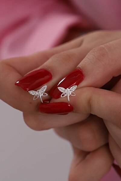 KAR DİAMOND Gümüş Zirkon Taşlı Minik Yusufçuk Modeli Küpe - Sertifikalı