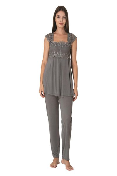 Lohussa Smoked Lace Cotton Maternity Maternity Pajamas Set - Strappy