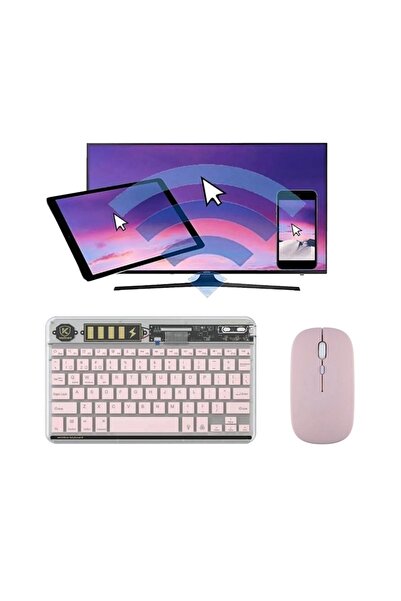 Alfa MEC Tüm Cihazlara Uyumlu Taşınabilir Bluetooth Klavye Kablosuz Işıklı Şeffaf Klavye Şarj Edilebilir