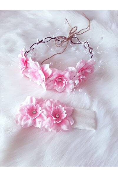 Şeker Tadında Tasarımlar Şeker Pembe Lohusa Taç Bant Seti