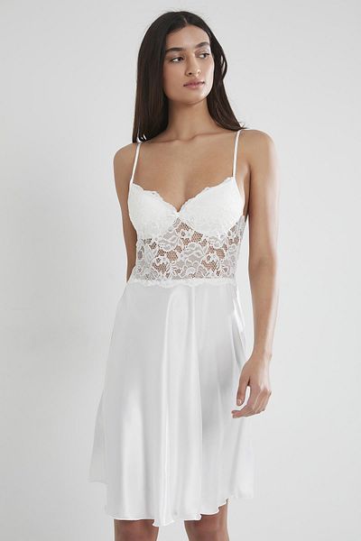 Pierre Cardin Women's Satin Lace Nightgown 627 Ecru