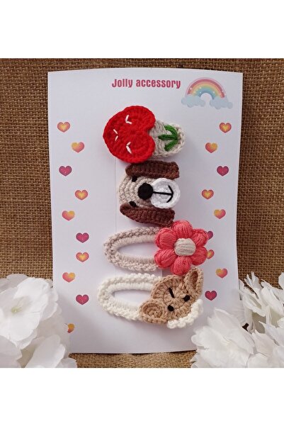 Jolly accesory Çok Renkli 4'lü Anne Ve Çocuk Örgü Çıt Çıt Ve Otomatik Klipsli...