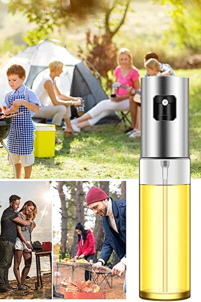 MEZİGARC Pratik Püskürtmeli Sprey Cam Şişe Zeytinyağı Sirke Yağ Püskürtücü Yağdanlık Airfryer Yağlık 100ML