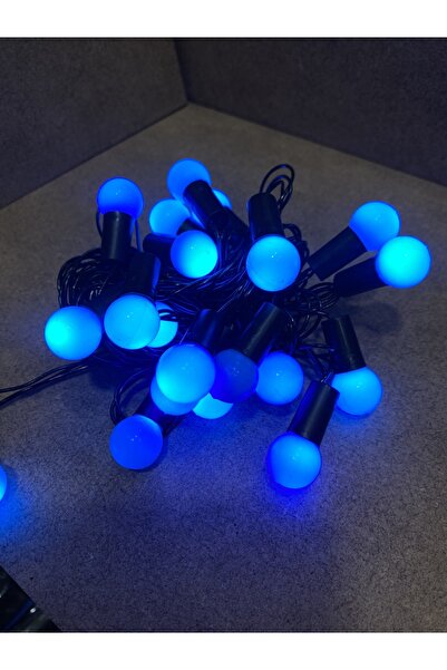 Led 5 Metre Top Işık Mavi Renk 20 Adet Toplu Siyah Kablolu Yılbaşı Oda Süslem...