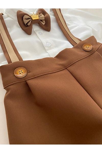 tubibebe Brown Salopet + Bow Tie + Shirt