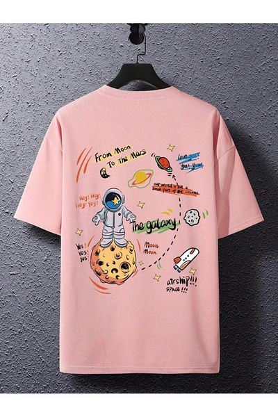 Revasser GALAXY Πολύχρωμο Unisex Oversize χτενισμένο βαμβακερό μπλουζάκι - Special printed