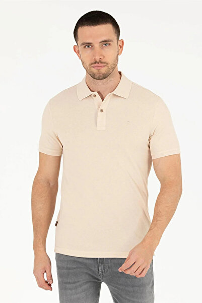 Pierre Cardin Ανδρικό μπλουζάκι με γιακά πόλο μπεζ 1567279
