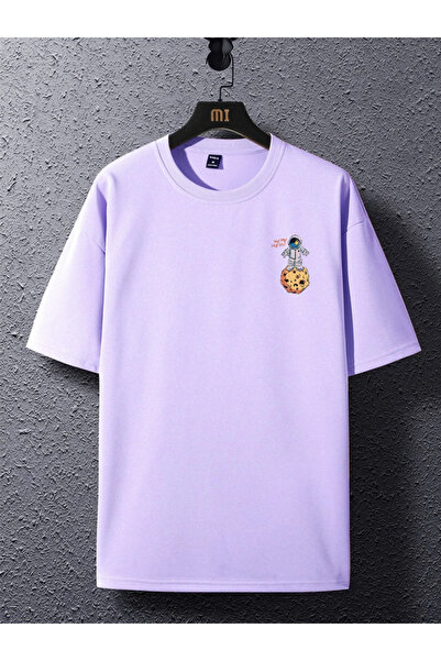 Revasser Unisex γυναικείο/ανδρικό μπλουζάκι GALAXY πολύχρωμο, χτενισμένο βαμβακερό μπλουζάκι με προσαρμοσμένη εκτύπωση