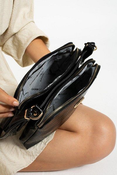 Ramada Çanta Shiny Black Women's 2 Compartment Crossbody Shoulder Bag
