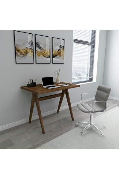 WOODFACE Masif Ahşap Doğal Ahşap Masif Çalışma Masası Ağaç Ayak Ofis Masası 9...