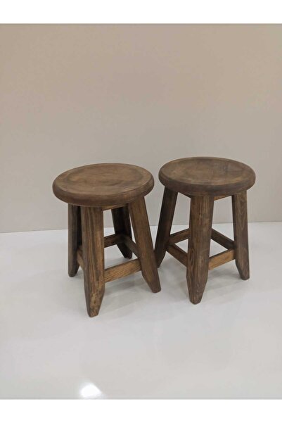 GÜLEN MOBİLYA Gülen Mobilya Ahşap Çam Ağacı 2'li Tabure