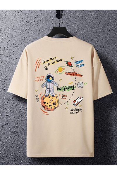 Revasser GALAXY Πολύχρωμο Unisex Oversize χτενισμένο βαμβακερό μπλουζάκι - Special printed