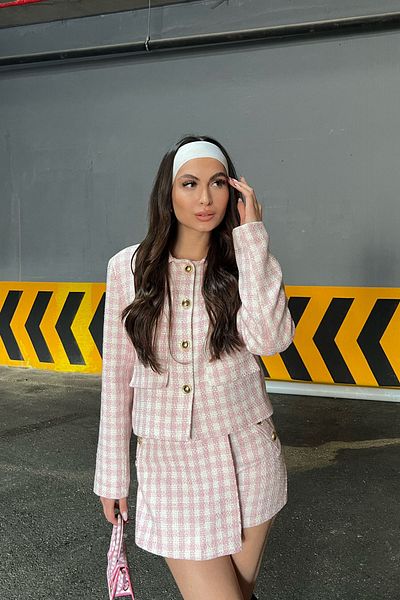 Seda Yalçın Atelier Pink Button Detailed Tweed Jacket